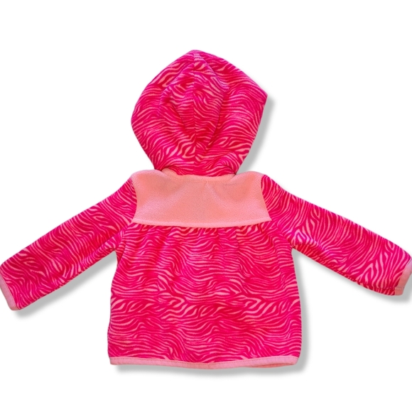 Puma Girls Pink Striped Fleece Hooded Coat 0-3 Months - Picture 2 of 6